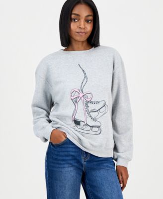 Grayson Threads, The Label - Juniors' Ice Skates Graphic-Print Sweatshirt