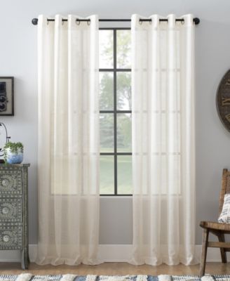 Archaeo - Slub Textured Linen Blend Grommet Top Curtain, 52" W x 95" L, White