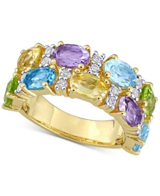 Delmar - Multi-Gemstone Double Row Statement Ring (5-1/4 ct. t.w.) in 18k Gold-Plated Sterling Silver
