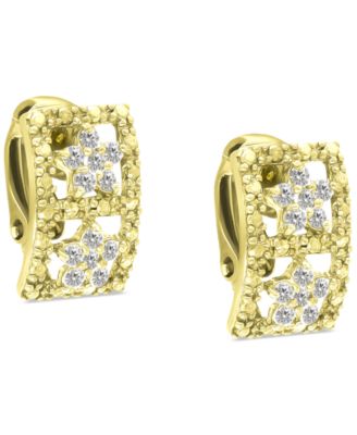 Giani Bernini - Cubic Zirconia Open Rectangle Clip-On Stud Earrings in 18k Gold-Plated Sterling Silver