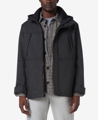 Marc New York - Men's Tompkins Micro-Houndstooth Fleece-Lined Soft Shell Hooded Parka