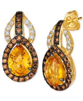 Le Vian - Cinnamon Citrine (1-1/2 ct. t.w.) & Diamond (1-1/6 ct. t.w.) Pear Drop Earrings in 14k Gold