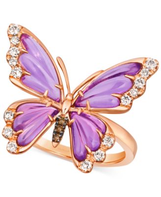 Le Vian - Grape Amethyst (2-5/8 ct. t.w.) & Diamond (1/4 ct. t.w.) Butterfly Statement Ring in 14k Rose Gold