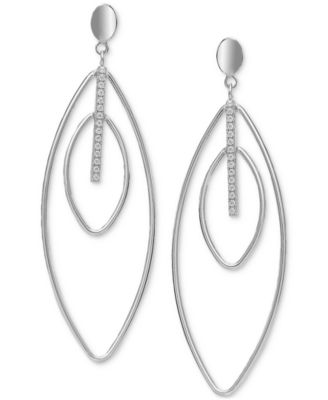 Macy's - Diamond Navette Open Drop Earrings (1/4 ct. t.w.) in Sterling Silver