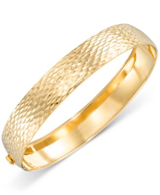 Macy's - Textured Wide Round Flexible Bangle Bracelet in 10k Gold