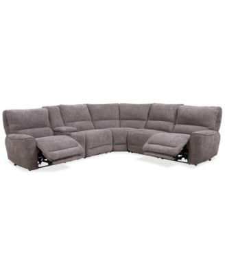 Furniture - Deklyn 129" 6-Pc. Fabric Sectional with 2 Power Recliners & 1 Console