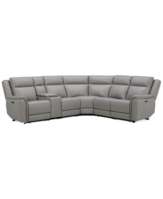 Furniture - Addyson 117" 6-Pc. Leather Sectional with 2 Zero Gravity Recliners with Power Headrests and 1 Console