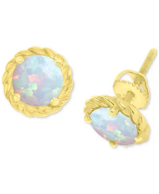 Macy's - Lab-Grown Opal Rope Frame Screw Back Stud Earrings (1/5 ct. t.w.)