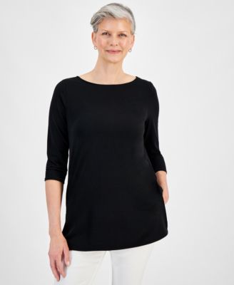 JM Collection - Women's Boat-Neck 3/4-Sleeve Top