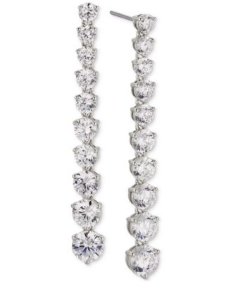 Eliot Danori - Silver-Tone Cubic Zirconia Graduated Linear Drop Earrings