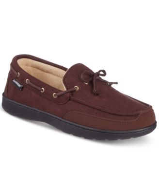 Isotoner - Men's Water Repellent Microsuede Carter Boater Moccasin Slipper with Memory Foam