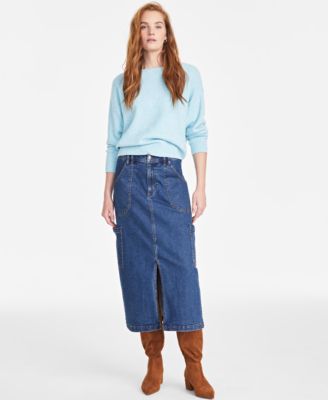 On 34th - Women's Denim Relaxed-Fit Cargo Skirt