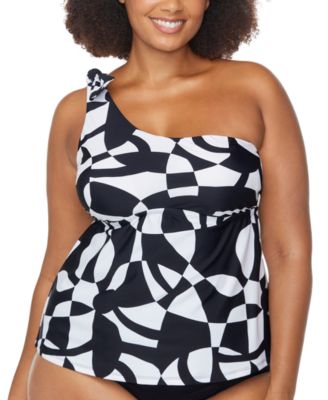 Raisins Curve - Trendy Plus Size Marita Asymmetric Tankini Top