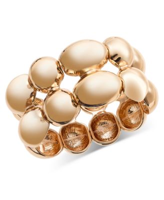 I.N.C. International Concepts - Gold-Tone Sculptural Bead Double Row Flex Bracelet