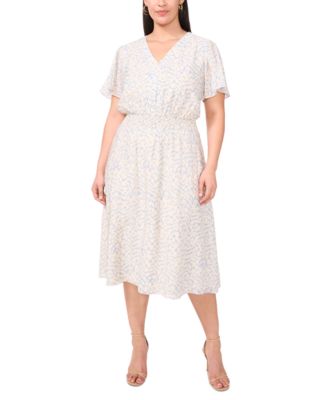 Vince Camuto - Plus Size V-Neck Flutter-Sleeve Midi Dress