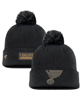 Fanatics - Men's Black St. Louis Blues Military Appreciation Cuffed Knit Hat with Pom