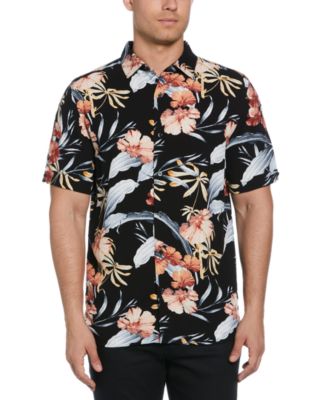 Cubavera - Men's Short Sleeve Tropical Floral Print Button-Front Shirt