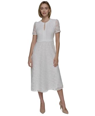 KARL LAGERFELD PARIS - Women's Lace Keyhole Midi Dress