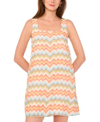 1.STATE - Women's Sleeveless Square Neck Chevron Mini Dress