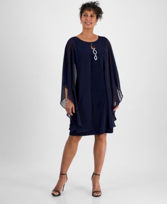 Connected - Women's Embellished Keyhole Chiffon Overlay Sheath Dress
