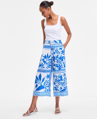 I.N.C. International Concepts - Women's Printed Wide-Leg Cropped Pants