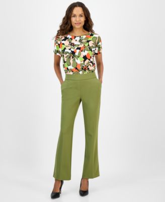 AK Anne Klein - Women's Cool Crepe Mid Rise Pull-On Pants