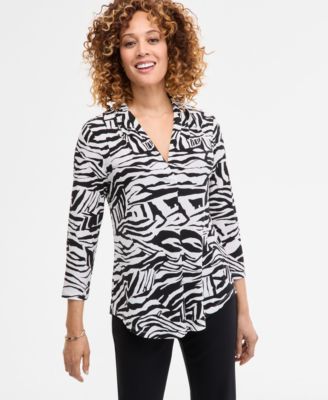 JM Collection - Women's Printed 3/4-Sleeve Top, Exclusively at Macy's