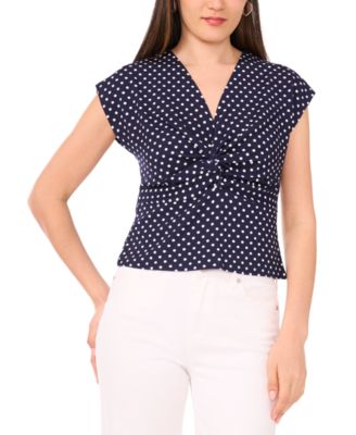 Sam & Jess - Women's Printed V-Neck Twist-Front Cap-Sleeve Top