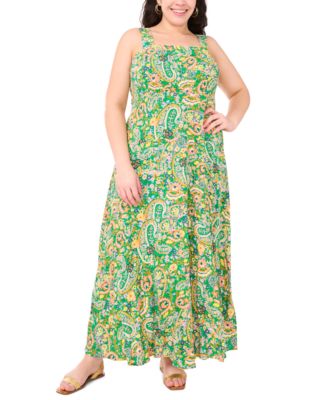 Vince Camuto - Plus Size Printed Square-Neck Sleeveless Maxi Dress