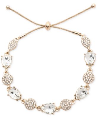 Givenchy - Gold-Tone Pav&eacute; Cluster & Pear-Shape Crystal Slider Bracelet