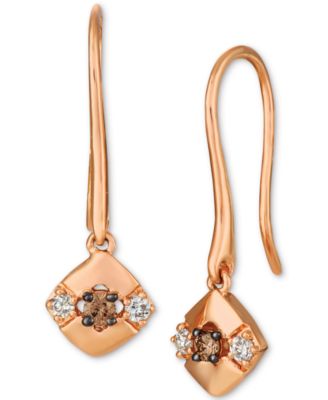 Le Vian - Chocolate Diamond & Nude Diamond Polished Drop Earrings (1/8 ct. t.w.) in 14k Rose Gold