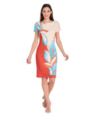 R & M Richards - Women's Colorblocked Placement-Print Sheath Dress