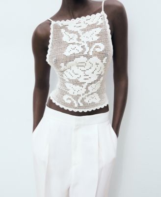 MANGO - Women's Open Back Crochet Top