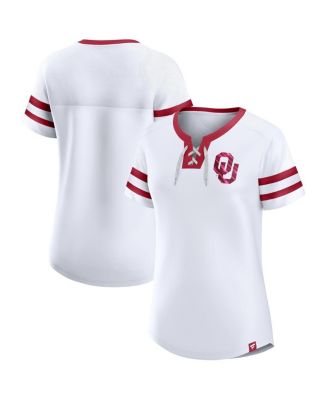 Fanatics - Women's White Oklahoma Sooners Iconic Athena Lace Up T-Shirt