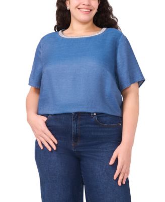 Vince Camuto - Plus Size Short-Sleeve Crewneck Blouse