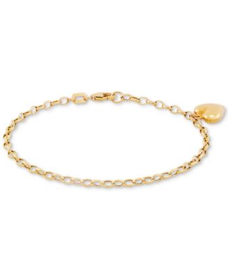 Macy's - Heart Charm Link Chain Bracelet in 10k Gold