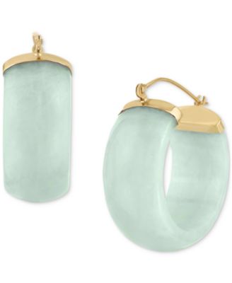Macy's - Green Jade Small Hoop Earrings in 14k Gold, 0.75"