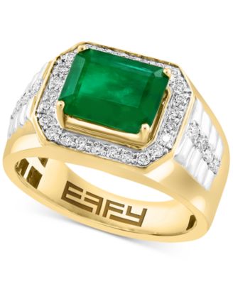 EFFY Collection - Men's Emerald (3 ct. t.w.) & Diamond (1/2 ct. t.w.) Ring in 14k Gold