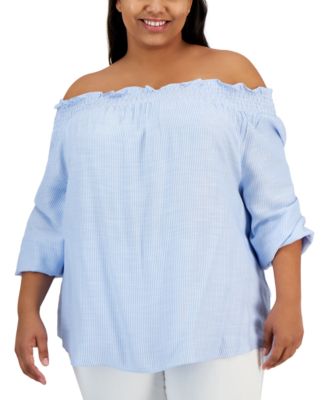 Tommy Hilfiger - Plus Size Printed Off-the-Shoulder Top