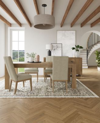 Furniture - Davie Rectangle Dining 5pc Set (Table + 4 Upholstered Side Chair)