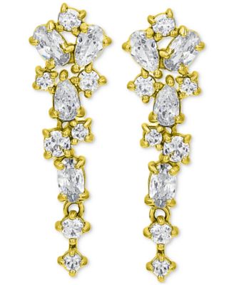Macy's - Cubic Zirconia Multi-Shape Dangle Drop Earrings in Sterling Silver