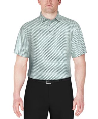 PGA TOUR - Men's Textured Short Sleeve Stretch Performance Geo Print Polo Shirt