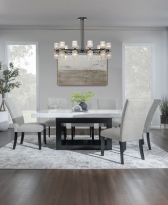 Furniture - Kellet 7 Pc. Rectangular Marble Dining Set (Table & 6 Side Chairs)