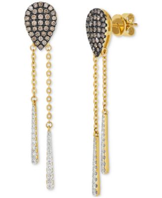 Le Vian - Chocolate Diamond & Vanilla Diamond Pear Cluster Dangle Drop Earrings (3/4 ct. t.w.) in 14k Gold