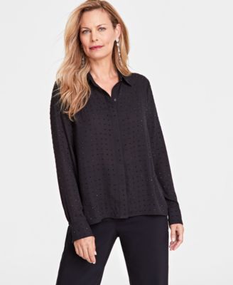 I.N.C. International Concepts - Women's Rhinestone Button-Front Blouse