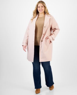 Michael Kors - Plus Size Notched Collar Button-Front Coat, Exclusively at Macy's