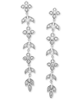 Macy's - Diamond Vine Inspired Linear Drop Earrings (1/3 ct. t.w.) in Sterling Silver