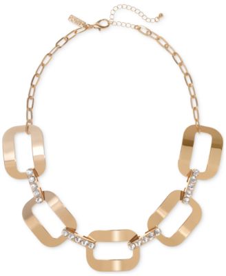 I.N.C. International Concepts - Gold-Tone Pav&eacute; & Rectangle Link Statement Necklace, 20-1/2"+ 3" extender