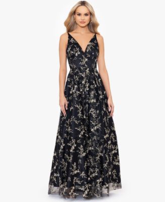 Blondie Nites - Juniors' Glittered Lace-Up Gown