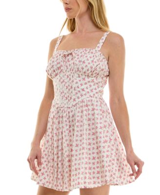 Trixxi - Juniors' Cotton Printed Corset-Style Mini Dress